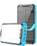 PD 20W Solar Powerbank Schnellladegerät Solar Ladegerät Handy, Wireless Power Bank 10W mit USB/Typ C Ausgang, LED Camping Licht, IP67 Wasserdicht, Geeignet für Handys, Tablets, Outdoor