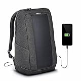 Sunnybag Iconic | Solar-Rucksack mit integriertem 7 Watt Solar-Panel | USB-Anschluss | Wireless-Charging | 17-Zoll Laptopfach | 20 Liter | Wasserabweisendes Recycling-Textil |Graphite