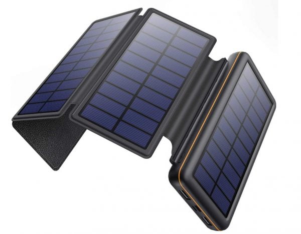 elzle Solar PowerBank 26800mAh, Solar Ladegerät mit 4 Sonnenkollektoren,